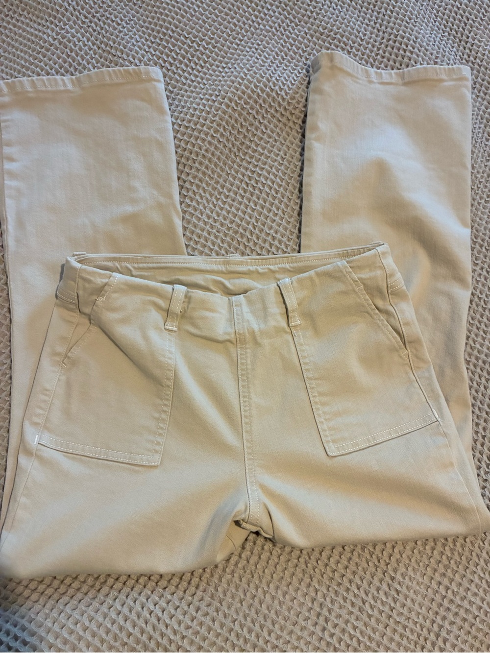 Belle by Kim Gravel Cream Casual pull-On Stretch Straight-Leg Pants, Size 2